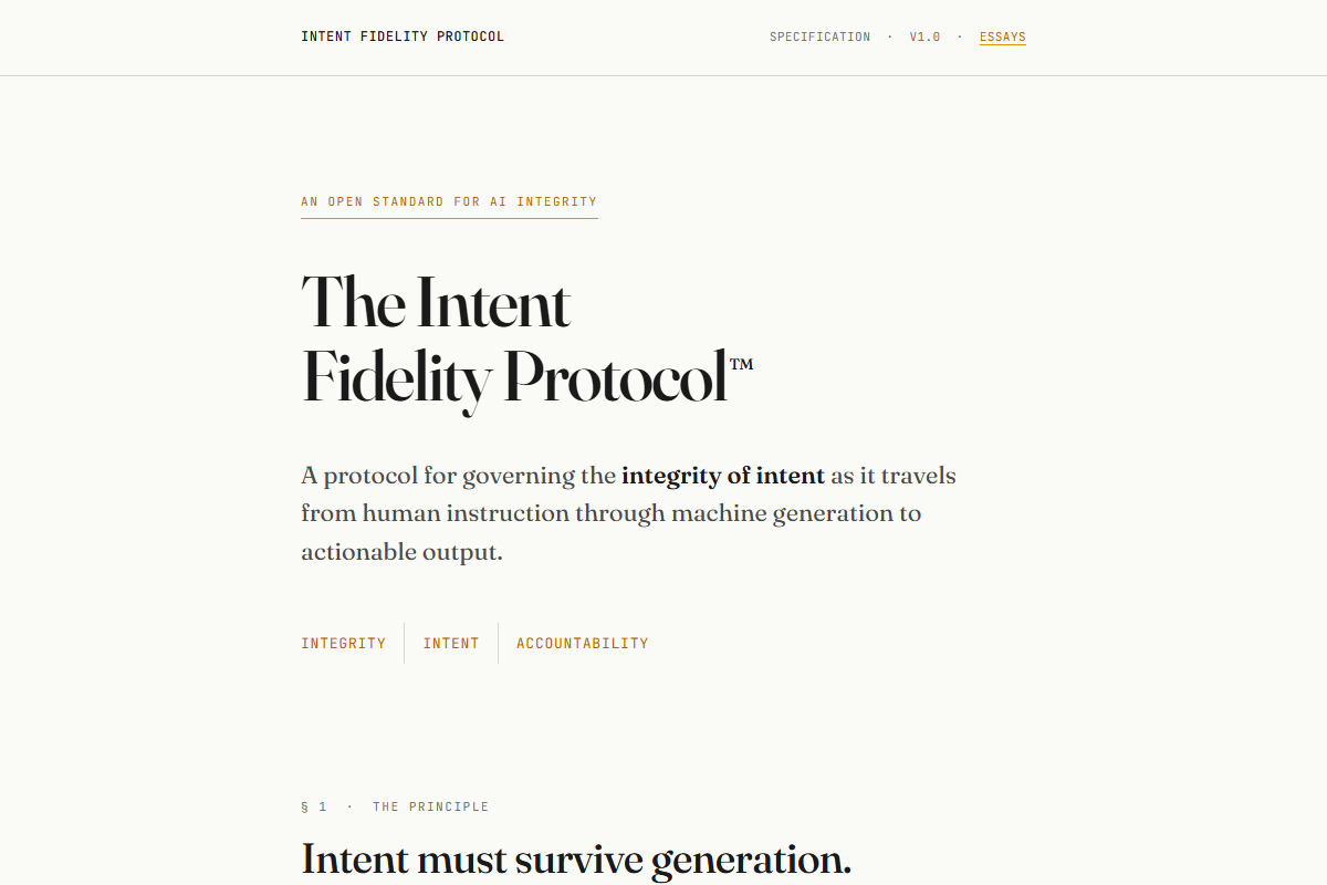 Intent Fidelity Protocol site preview